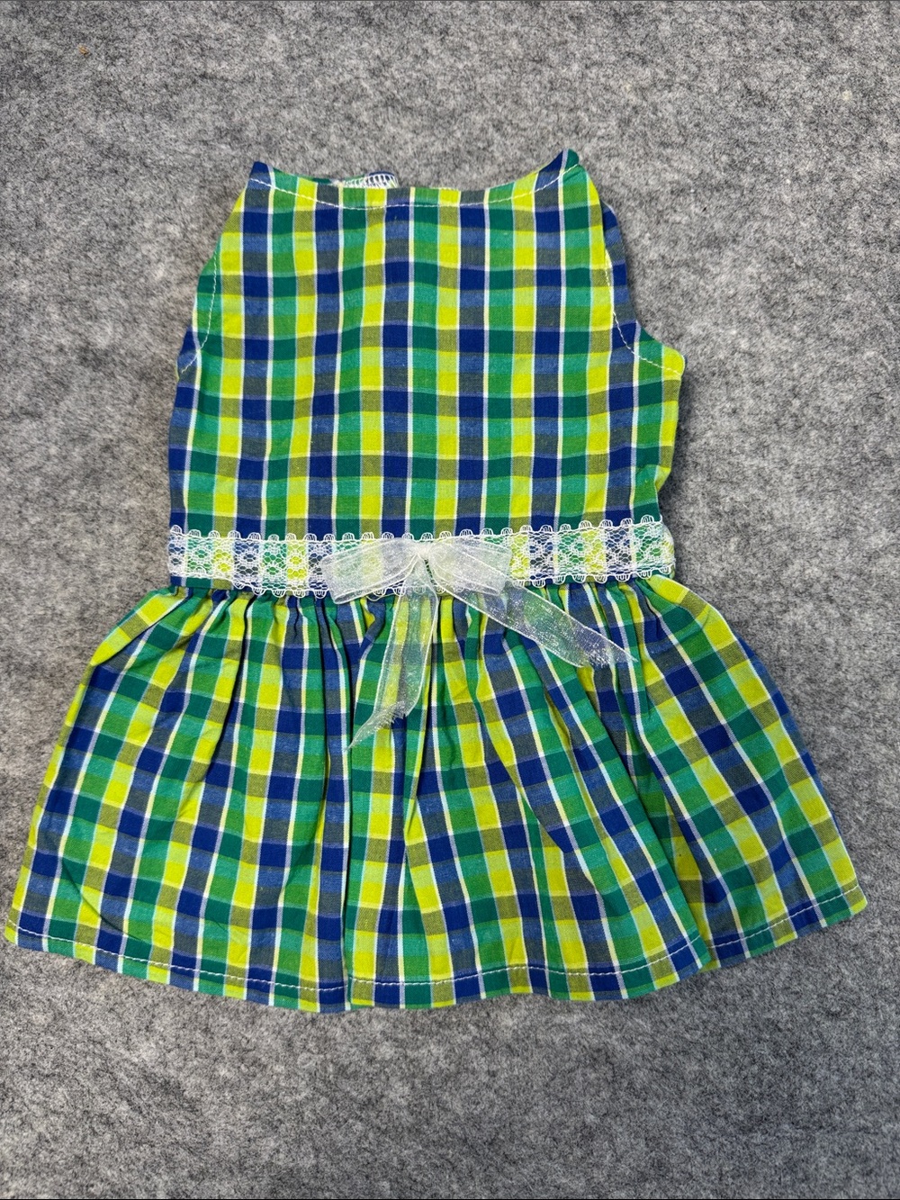 Fitwarm Plaid Dog Dress Size Small 7-10 lbs Green Blue Pet Outfit